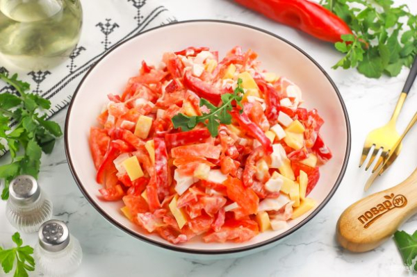 Cалат "Красное море" с крабовыми палочками