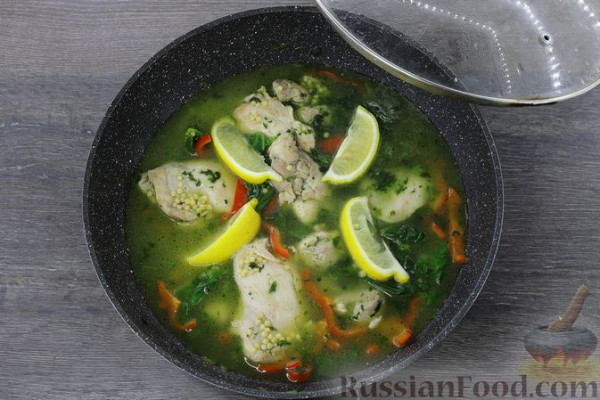 Птитим с курицей и шпинатом