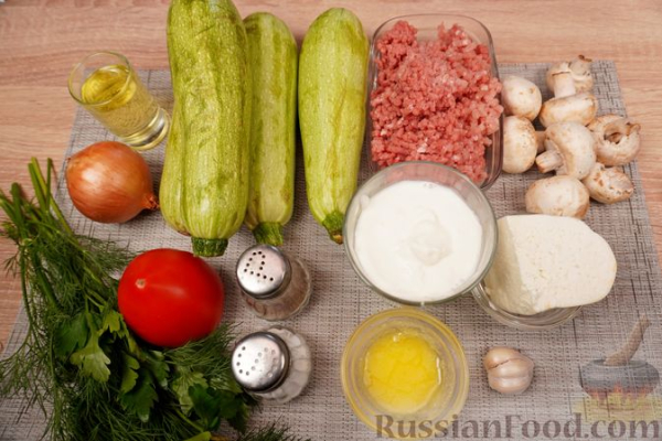 Фаршированные кабачки с мясом и грибами