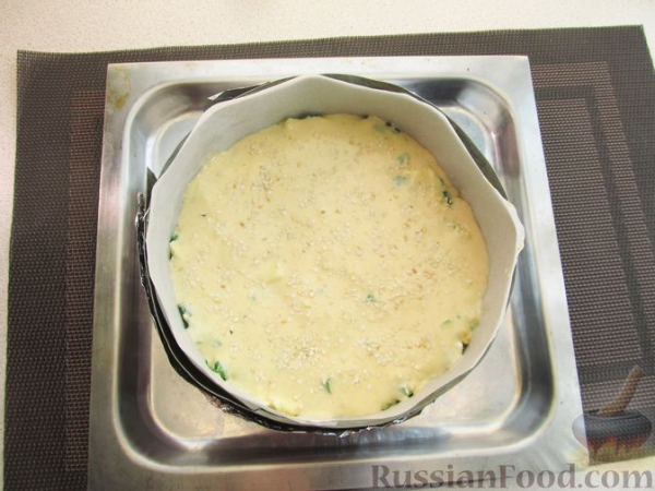 Заливной миндальный пирог с яйцами и зелёным луком (без муки)