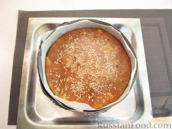 Заливной миндальный пирог с яйцами и зелёным луком (без муки)