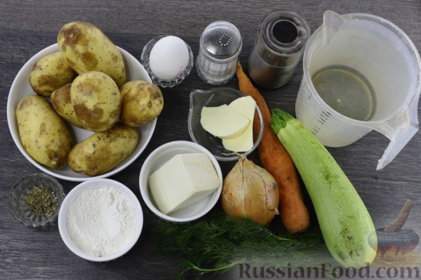 Овощной суп с картофельно-сырными галушками