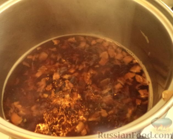Борщ грибной с черносливом