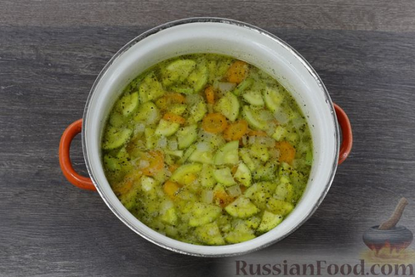 Овощной суп с картофельно-сырными галушками