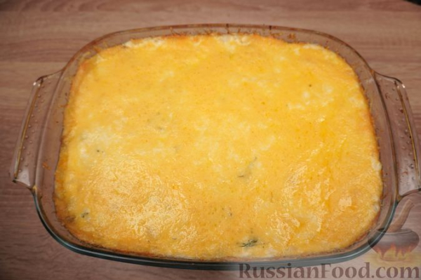 Запеканка из кабачков, с помидорами, беконом и сыром