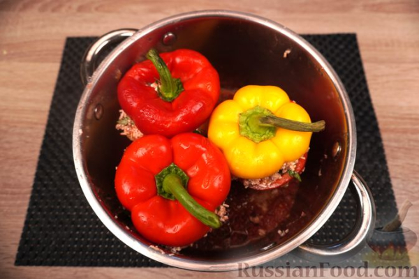 Фаршированные перцы с мясом и копчёным сыром